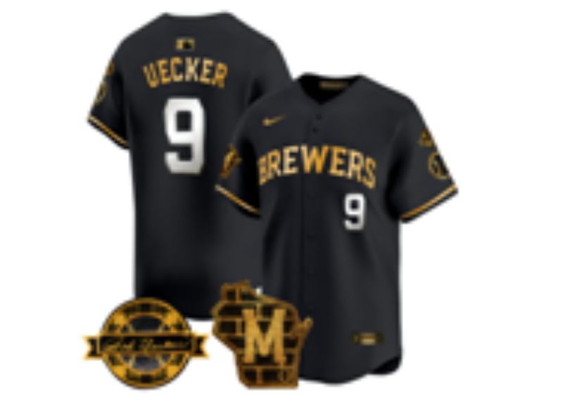 Men Nike Milwaukee Brewers #9 Uecker black MLB 2025 jersey 03->milwaukee brewers->MLB Jersey